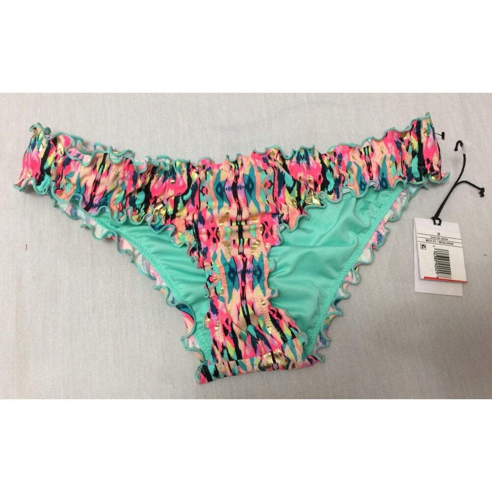 NWT SHADE SHORE WOMENS SWIM RUFFLE CHEEKY BIKINI BOTTOMS SIZE S